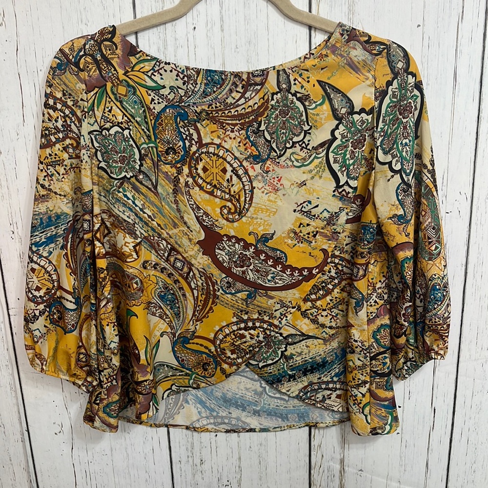 Zara Faux Wrap Paisley Top